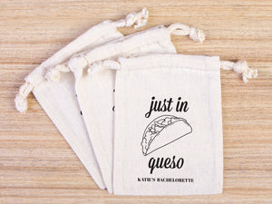 Just in Queso Hangover Bags – Custom Recovery Kit Pouches for Parties & Weddings — print detail | Pamusan