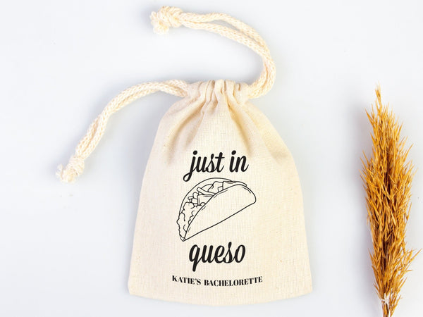 Just in Queso Hangover Bags – Custom Recovery Kit Pouches for Parties & Weddings — print detail | Pamusan