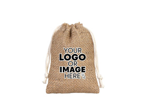 Custom Coffee Burlap Drawstring Bags - 100% Natural Jute (4"W x 5"H) - Pamusan.com