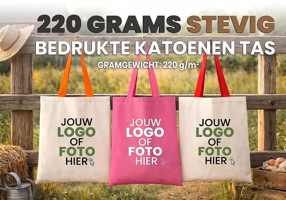 Stevige bedrukte katoenen tas 220 g/m2