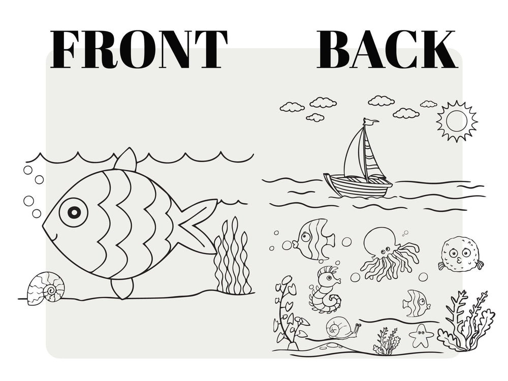 Coloring Tote Bag for Kids – Fish & Ship Design | Paintable Cotton Bag for Coloring Activities | Pamusan