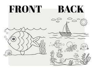 Coloring Tote Bag for Kids – Fish & Ship Design | Paintable Cotton Bag for Coloring Activities — alternate view | Pamusan