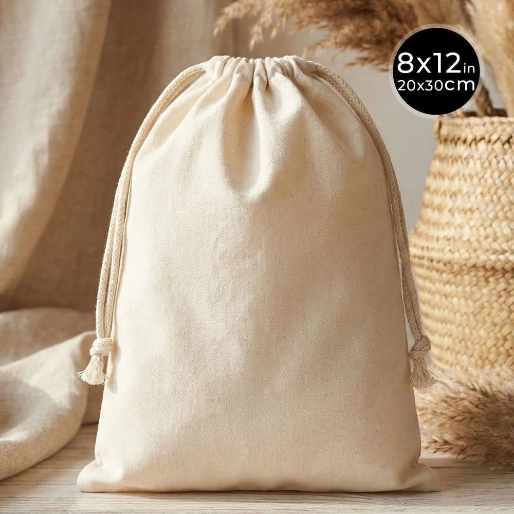 Laminated 8" x 12" (20 x 30 cm) Cotton Drawstring Pouch - 4 oz - Pamusan.com