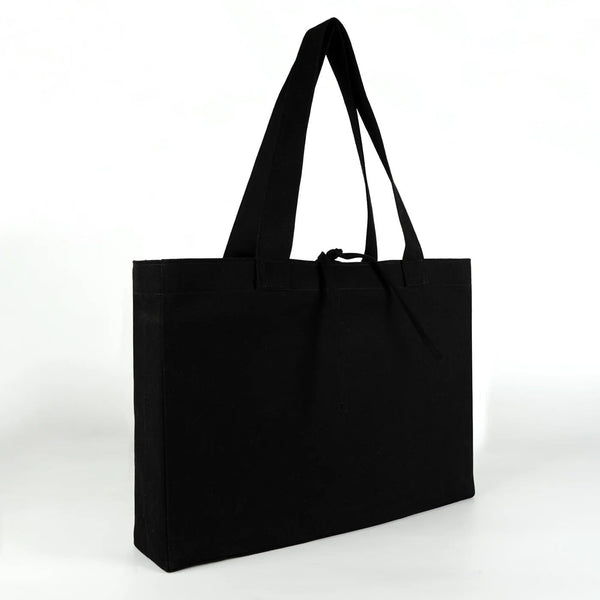 Large Black Canvas Tote Bag with Long Handles – 18"W x 14"H x 4"L - Pamusan.com