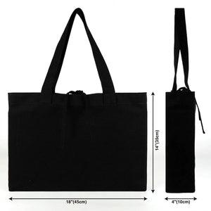 Large Black Canvas Tote Bag with Long Handles – 18"W x 14"H x 4"L - Pamusan.com