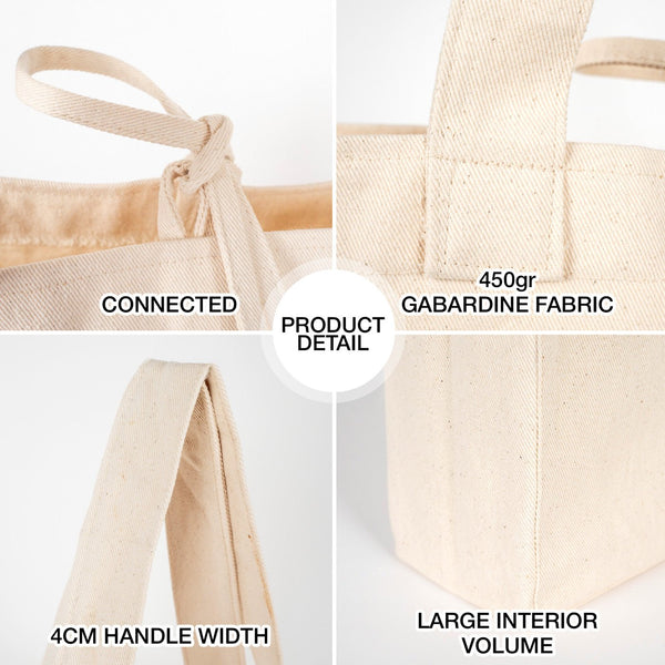 Large Canvas Tote Bag with Long Handles – 18"W x 14"H x 4"L - Pamusan.com