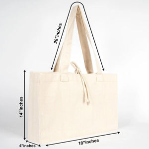 Large Canvas Tote Bag with Long Handles – 18"W x 14"H x 4"L - Pamusan.com