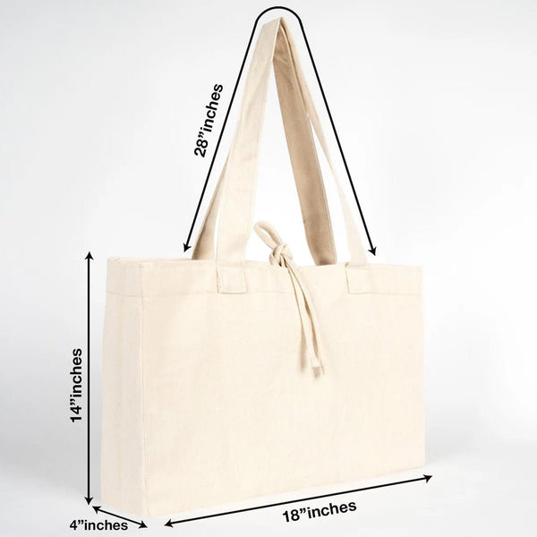 Large Canvas Tote Bag with Long Handles – 18"W x 14"H x 4"L - Pamusan.com
