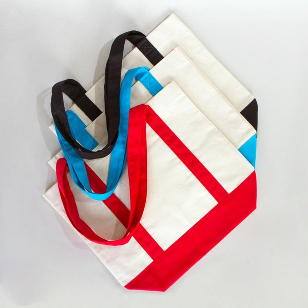 Large Canvas Tote Bag with Red Handles – 16"x14"x5" Eco - Friendly Cotton Shopping Bag - Pamusan.com