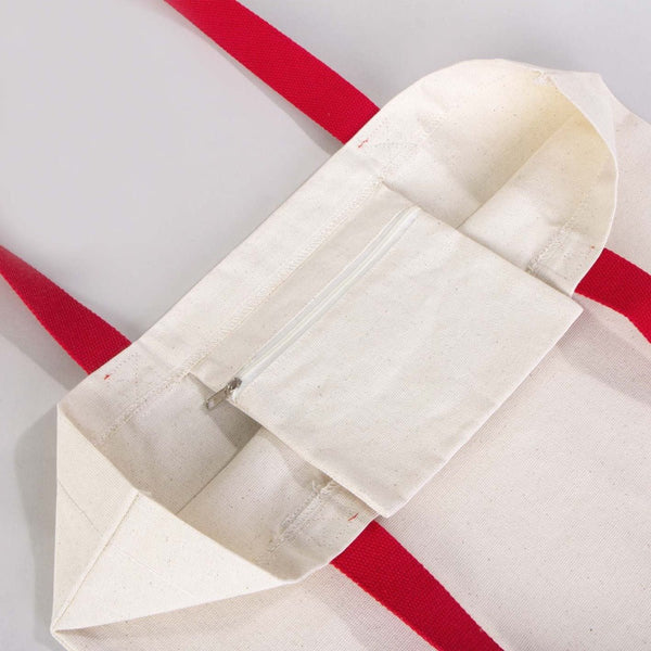 Canvas Tote Bag with Red Woven Handles – 18" × 14" × 3" (45 × 35 × 8 cm) – Thick 10 oz Cotton — view 9 | Pamusan
