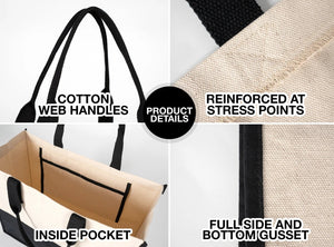 Large Elite Personalized Canvas Tote – Custom Travel, Spa, Hotel Gift Bag with Pocket - Pamusan.com