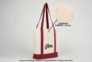 Large Trend Canvas Shopping Bag with Burgundy Handle, 16"W x 14"H x 5"L, 12 Oz, Personalized - Pamusan.com
