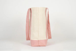 Large Trend Canvas Shopping Bag with Pink Handle, 16"W x 14"H x 5"L, Large Tote Bag 12 Oz, Personalized - Pamusan.com