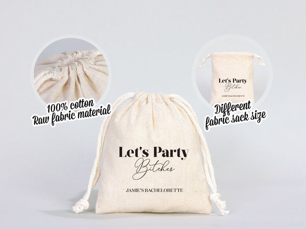 Let’s Party Bitches Hangover Kit Bags – Custom Bachelorette Survival Pouch, Organic Cotton Bags — custom print | Pamusan