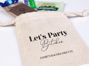 Let’s Party Bitches Hangover Kit Bags – Custom Bachelorette Survival Pouch, Organic Cotton Bags | Pamusan