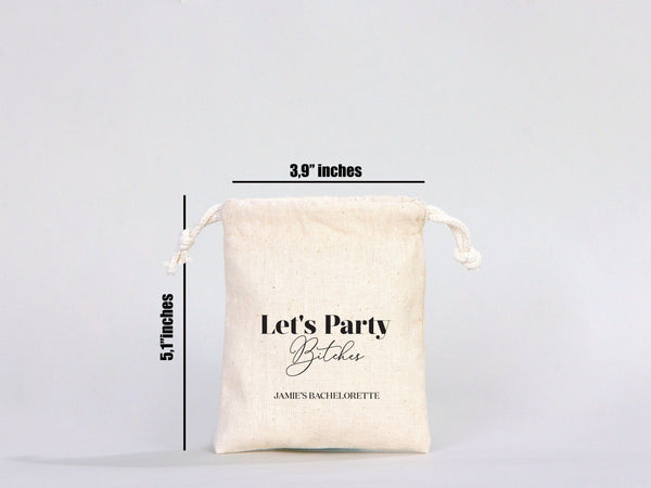 Let’s Party Bitches Hangover Kit Bags – Custom Bachelorette Survival Pouch, Organic Cotton Bags — custom print | Pamusan