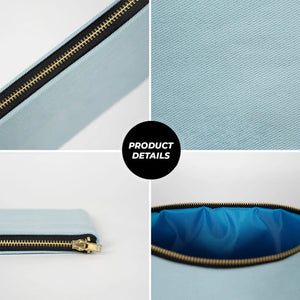 Light Blue Canvas Zippered Clutch Pouch – 10" × 7" (25 × 18 cm) – 10 oz - Pamusan.com