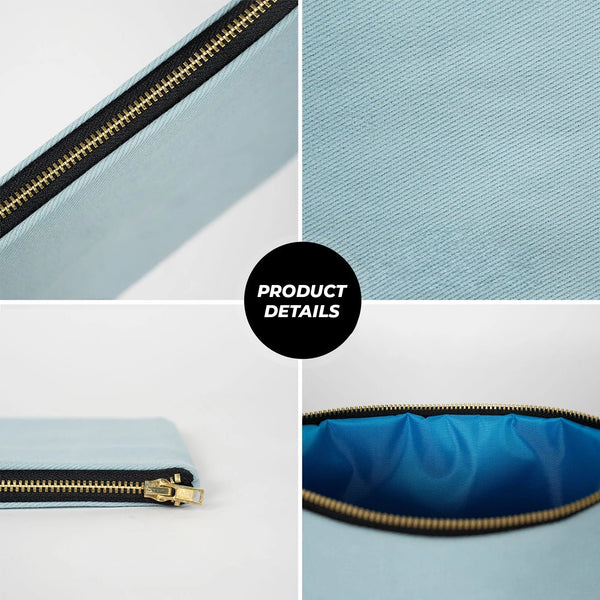 Light Blue Canvas Zippered Clutch Pouch – 10" × 7" (25 × 18 cm) – 10 oz - Pamusan.com
