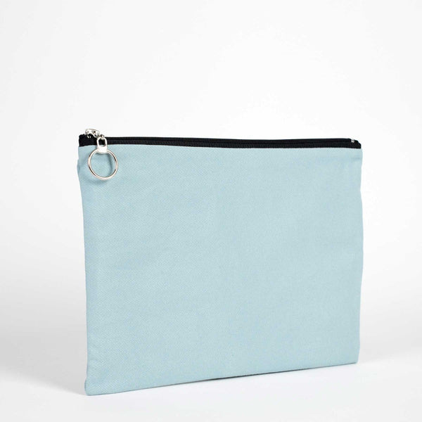 Light Blue Cotton Zippered Clutch Pouch – 12" × 8" (30 × 21 cm) – 10 oz Fabric - Pamusan.com