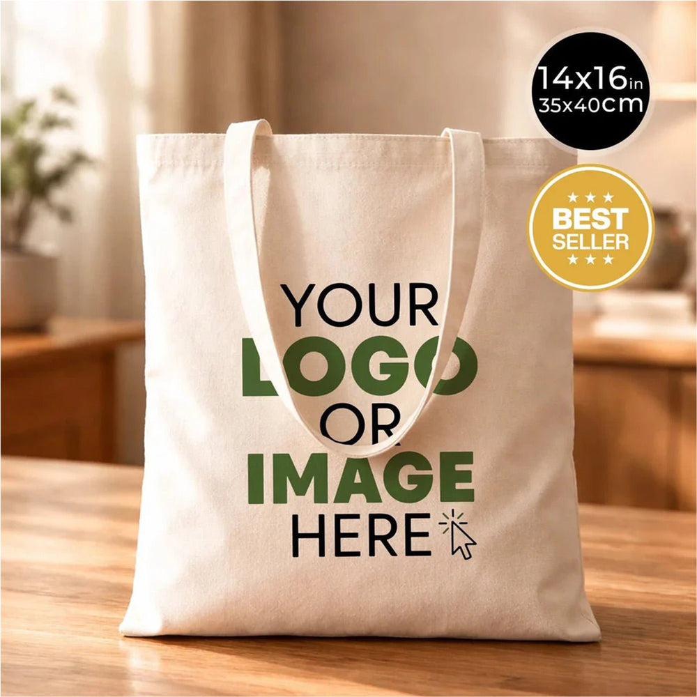 Lightweight Personalized 14"x16" (35x40cm) Cotton Tote Bags – Thin Recycled Canvas - Pamusan.com