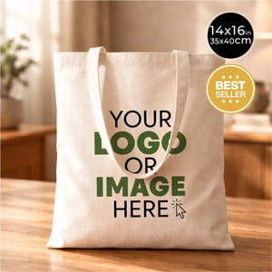 Lightweight Personalized 14"x16" (35x40cm) Cotton Tote Bags – Thin Recycled Canvas - Pamusan.com