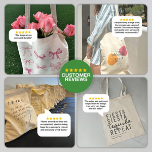 Lightweight Personalized 14"x16" (35x40cm) Cotton Tote Bags – Thin Recycled Canvas - Pamusan.com