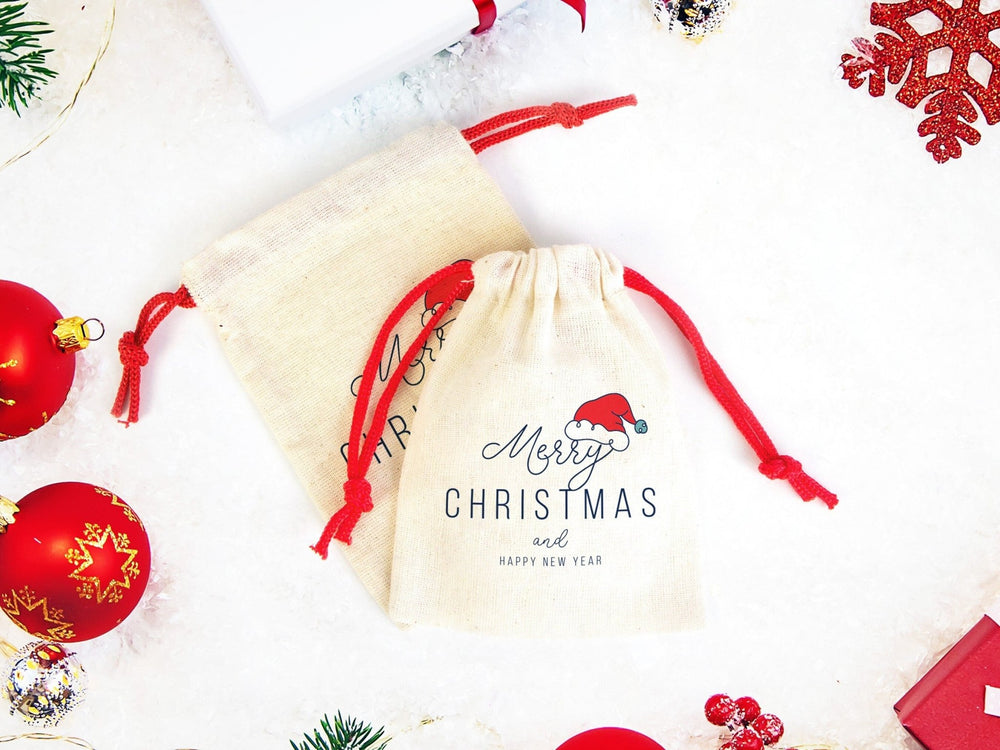 Personalized Christmas Cotton Drawstring Bag – Custom Holiday Gift Pouch | Pamusan