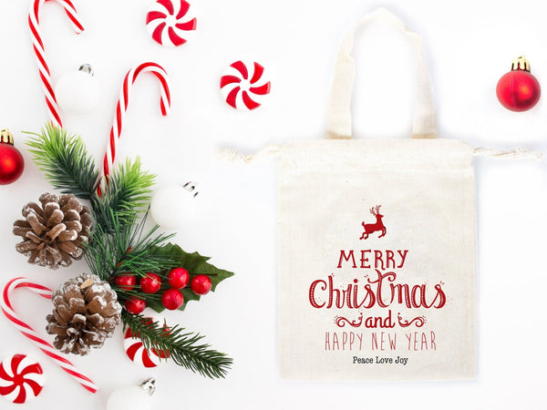 Merry Christmas and New Year Cotton Bags – Custom Family or Company Gift Pouches with Logo & Text — logo detail | Pamusan