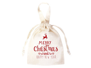 Merry Christmas and New Year Cotton Bags – Custom Family or Company Gift Pouches with Logo & Text — logo detail | Pamusan