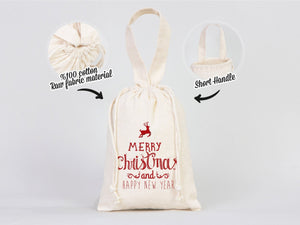 Merry Christmas and New Year Cotton Bags – Custom Family or Company Gift Pouches with Logo & Text — logo detail | Pamusan