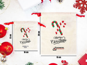 Merry Holiday Cotton Bags – Custom Printed Gift Bags with Colorful Handles — print detail | Pamusan