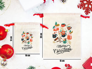 Custom Merry Christmas Bags – Personalized Cotton Gift Pouches for Family & Company — logo detail | Pamusan