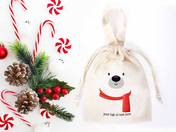 Merry Christmas Favor Bags, 6"W x 8"H (15 cm x 20 cm) — logo detail | Pamusan