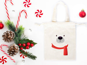 Merry Christmas Favor Bags, 6"W x 8"H (15 cm x 20 cm) — logo detail | Pamusan