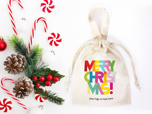 Merry Christmas Favor Bags, 6"W x 8"H (15 cm x 20 cm) — logo detail | Pamusan