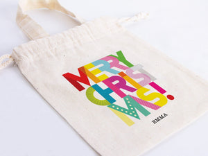 Merry Christmas Favor Bags, 6"W x 8"H (15 cm x 20 cm) — logo detail | Pamusan