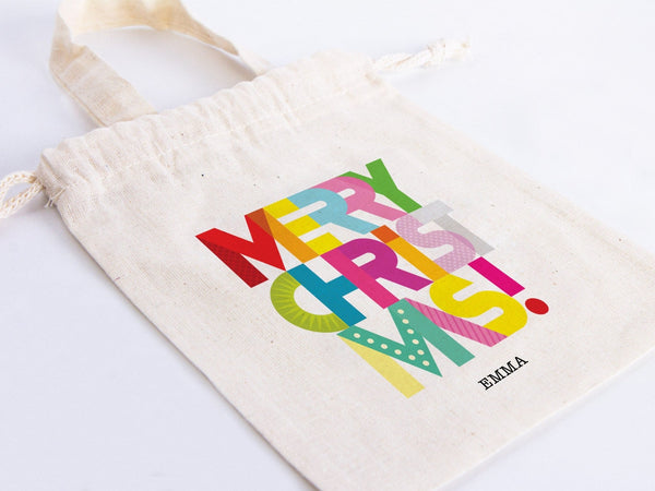 Merry Christmas Favor Bags, 6"W x 8"H (15 cm x 20 cm) — logo detail | Pamusan
