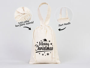 Merry Christmas Favor Bags – Custom Family or Company Cotton Gift Pouches — logo detail | Pamusan