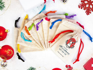 Festive Merry Christmas Muslin Bags – Add Your Logo or Text for Unique Holiday Gifts | Pamusan