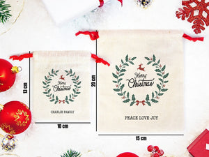 Merry Christmas Stocking Bags -  Custom Drawstring Gift Pouches — custom print | Pamusan