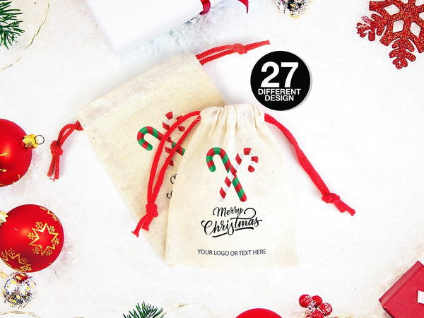 Merry Christmas Stocking Bags -  Custom Drawstring Gift Pouches | Pamusan