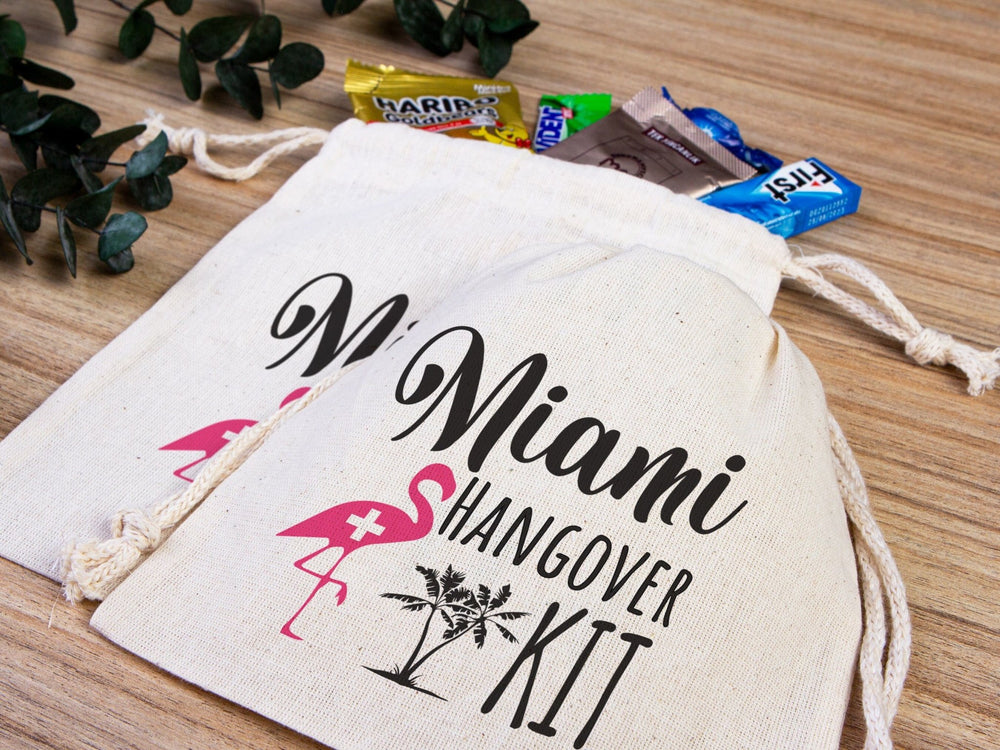 Miami Hangover Kit Bags – Custom Cotton Recovery Pouches for Parties & Weddings | Pamusan