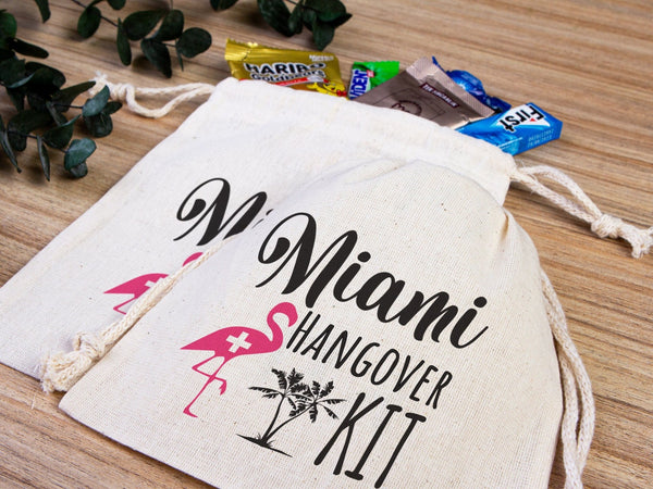 Miami Hangover Kit Bags – Custom Cotton Recovery Pouches for Parties & Weddings — alternate view | Pamusan