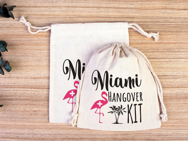 Miami Hangover Kit Bags – Custom Cotton Recovery Pouches for Parties & Weddings — view 6 | Pamusan