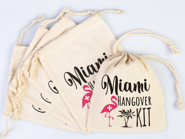 Miami Hangover Kit Bags – Custom Cotton Recovery Pouches for Parties & Weddings | Pamusan