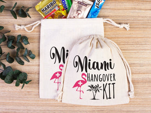 Miami Hangover Kit Bags – Custom Cotton Recovery Pouches for Parties & Weddings — lifestyle view | Pamusan
