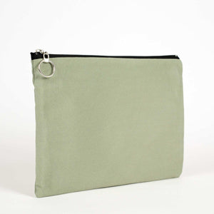 Mint Green Cotton Zippered Clutch Pouch – 12" × 8" (30 × 21 cm) – 10 oz Fabric - Pamusan.com