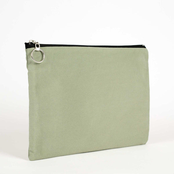 Mint Green Cotton Zippered Clutch Pouch – 12" × 8" (30 × 21 cm) – 10 oz Fabric - Pamusan.com