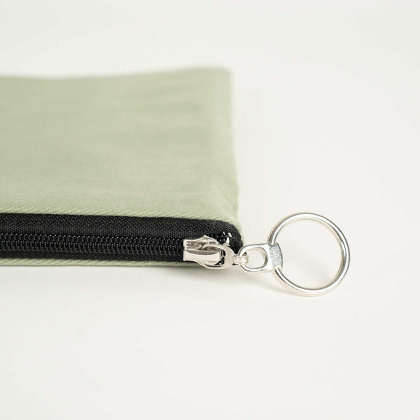 Mint Green Cotton Zippered Clutch Pouch – 12" × 8" (30 × 21 cm) – 10 oz Fabric - Pamusan.com