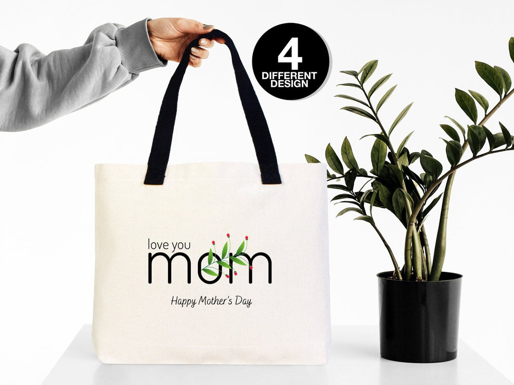 Mother’s Day Tote Bag – Natural Canvas Mom Tote, 18"x14"x3" Reusable Gift Bag - Pamusan.com